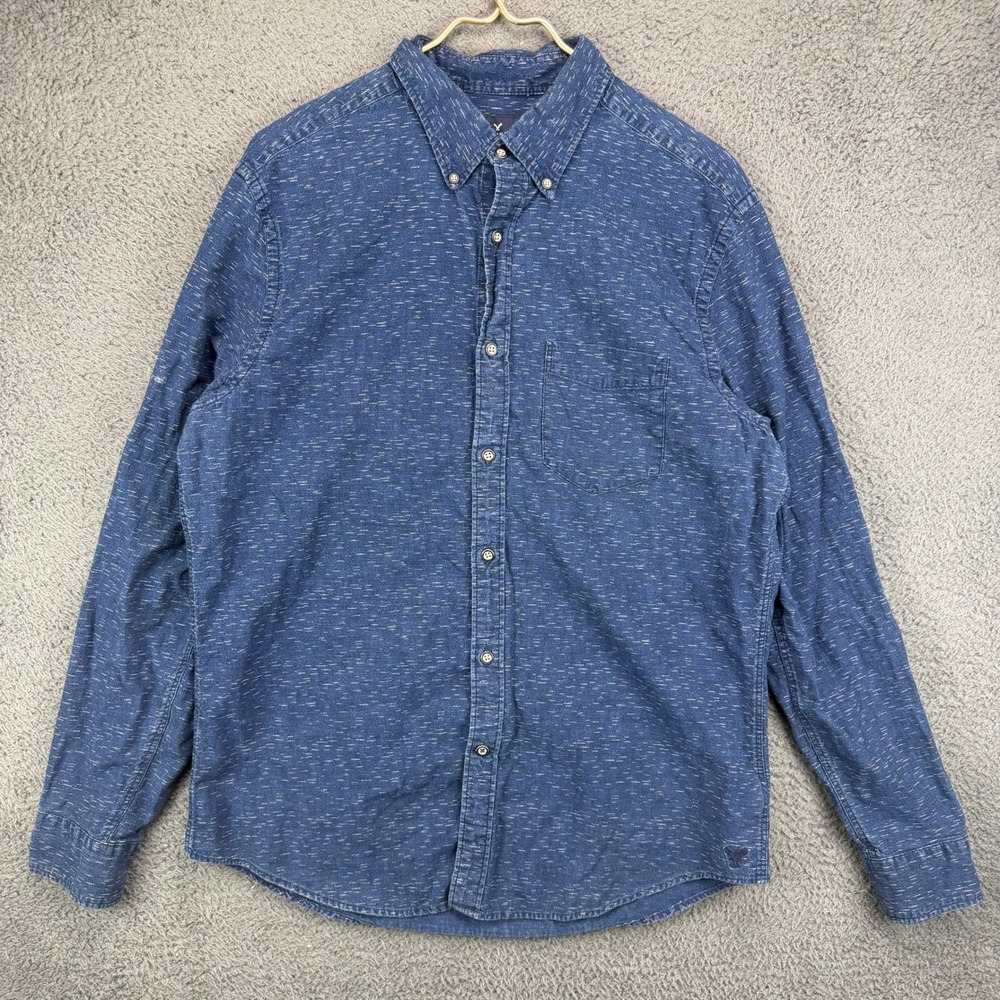 American Eagle Outfitters Mens Large Blue Speckled Classic Fit Button Down Shirt